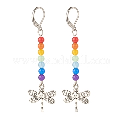 Natural Malaysia Jade with Alloy Charm Long Dangle Leverback Earrings&nbsp;EJEW-JE04909