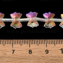 電気メッキガラスビーズ  フル虹メッキ  多面カット  蝶結び  レモンシフォン  10x7x3.5mm  穴：0.9mm  約49~51個/連  18.90~20.47インチ（48~52cm）&nbsp;EGLA-F163-01-FR01