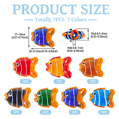 7個7色手作りランプワークビーズ  カクレクマノミ  ミックスカラー  20~21.5x17~18x8.5~9mm  穴：0.8~1mm  1pc /カラー&nbsp;LAMP-TA0002-28