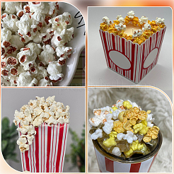 80個 4スタイル プラスチックポップコーンミニチュアオーナメント  ガーデンドールハウスアクセサリー  淡い茶色  15~23x17.5~21.5x12.5~16mm  20個/スタイル&nbsp;RESI-SC0006-93