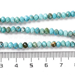 天然石ハウライトビーズ連売り  染め  多面カット  ロンデル  シアン  4.5x3mm  穴：0.8mm  約123~127個/連  15.24~15.55''（38.5~39.5センチメートル）&nbsp;G-H025-03C-01