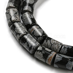 天然スノーフレークオブシディアンの石ビーズ連売り  コラム  7.5~8x6mm  穴：1.2mm  約48~50個/連  15.16''~15.31''（38.5~38.9センチメートル）&nbsp;G-Q1008-A02