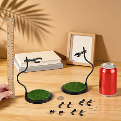 2袋の模造草調節可能なプラスチックアクションフィギュアディスプレイ  フラットラウンド  グリーン  10.6x19.5cm&nbsp;ODIS-FG0002-29B