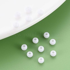 不透明なアクリルビーズ  ラウンド  ホワイト  4x3mm  穴：1.6mm  約1500個/50g&nbsp;X-MACR-S371-11-A01