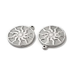 変色しない304ステンレススチールペンダント  太陽のチャーム入りフラットラウンド  ステンレス鋼色  29x25x3mm  穴：1.5mm&nbsp;STAS-Q001-31P