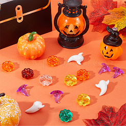 ハロウィンの魔女帽子、カボチャ、ゴーストのジュエリー作り、ファインディングキット  プラスチックカボションとアクリル装飾を含む  ミックスカラー  23~32.5x15~27x12~22mm  約20個/スタイル&nbsp;FIND-SP0001-98