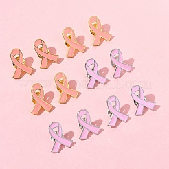 12Pcs 2 Styles Breast Cancer Awareness Pink Ribbon Enamel Pin&nbsp;JEWB-FS0001-08