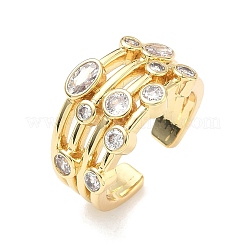 Brass Micro Pave Cubic Zirconia Cuff Open Rings&nbsp;RJEW-C158-02G