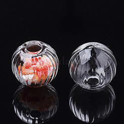 手作りの1穴吹きガラスグローブボトル  ガラスバイアルペンダント作り用  カボチャ  透明  16x14~15mm  穴：5mm&nbsp;BLOW-T001-03