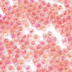 ガラスシードビーズ  色の内側  双円錐形  ダークサーモン  4.5x3.5mm  穴：1.4mm  約5625個/ポンド&nbsp;SEED-A032-01E