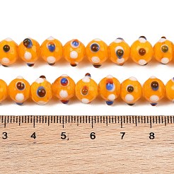 手作り凹凸柄ランプワークビーズ連売り  ラウンド  オレンジ  11.5x11.5x8.5mm  穴：1.4mm  約45個/連  13.74''~14.13
