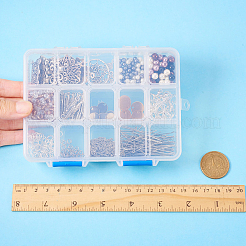 DIYピアス作り  ガラスビーズ  合金のパーツと鉄のピアスフック  ミックスカラー  梱包箱：14x10.8x3cm&nbsp;DIY-SC0002-34