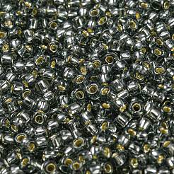 トーホー 8/0ラウンドビーズ  日本製シードビーズ  （29b）シルバーの裏地付きグレー  3mm  穴：1mm  約222個/10g&nbsp;X-SEED-TR08-0029B