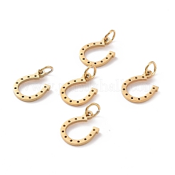 イオンプレーティング（IP）304ステンレススチールチャーム  馬蹄  ゴールドカラー  13x10x1mm  穴：3mm&nbsp;STAS-S105-T519G