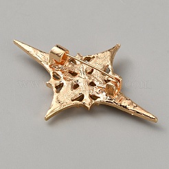バックパック服用の合金ラインストーンラペルピン  スター  ライトゴールド  47x33.5mm&nbsp;JEWB-WH0028-117A