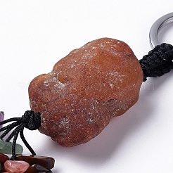 天然赤瑪瑙ナゲット、混合宝石チップ付きタッセルキーホルダー  304ステンレススチールリング留め具付き  9~10.5cm&nbsp;KEYC-P012-02P-02