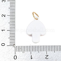 スプレー塗装された304ステンレススチールペンダント  きのこチャーム  ゴールドカラー  レッド  17.5x13x3.5mm  穴：4.5mm&nbsp;STAS-D262-03
