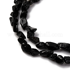 天然石ブラックトルマリンビーズ連売り  ナゲット  グレードAB  5~9x4~6x3~4.5mm  穴：0.7mm  約75~89個/連  15.35''（39cm）〜15.94''（40.5cm）&nbsp;G-I389-A30-AB