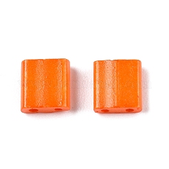 2穴ベーキングペイントガラスシードビーズ  正方形  ダークオレンジ  5x4.5~5.5x2~2.5mm  穴：0.5~0.8mm&nbsp;SEED-S023-17C-27