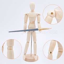 未完成の空白の木製人形  DIYの手塗りの工芸品のため  アンティークホワイト  215x58x55.5mm&nbsp;DIY-WH0163-92C