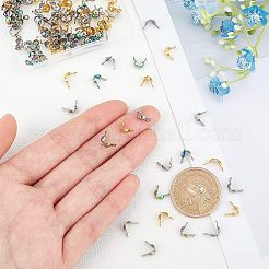 120個3スタイル304ステンレススチールボールチープ  カロット終了  クラムシェルノットカバー  ミックスカラー  7.5~8x4mm  穴：1~1.5mm  内径：4mm  40個/スタイル&nbsp;STAS-UN0028-11