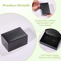 長方形の厚紙製ジュエリーカフスボタン梱包箱  中にはベルベットスポンジ入り  ブラック  4.9x7.1x4.2cm&nbsp;CON-WH0085-236