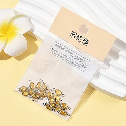 SHEGRACE Brass Pave Cubic Zirconia Oval Connector Charms&nbsp;XGRQ2O407-439C-P