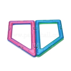DIYプラスチック磁気ビルディングブロック  3dビルディングブロック建設プレイボード  おもちゃのギフトアクセサリーを作る子供たちのために  直角台形  ランダム単色またはランダム混色  63x125x6mm&nbsp;DIY-L046-06