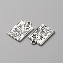 亜鉛チベット風合金ペンダント  アンティークシルバー  タロット カード 模様の四角形  アンティークシルバー  23x14x1.5mm  穴：1.8mm&nbsp;FIND-WH0116-78AS-02