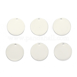 真鍮チャーム  空白タグのスタンプ  フラットラウンド  銀色のメッキ  17x1mm  穴：1mm  30個/箱&nbsp;KK-BC0006-81S