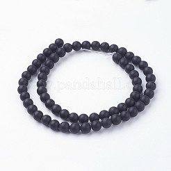 天然石黒瑪瑙ビーズ連売り  ラウンド  グレードA  染め＆加熱  艶消し  6~6.5mm  穴：1mm  約60個/連  14.9インチ（38cm）&nbsp;G-G735-60F-6mm-A