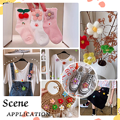 36 個 12 色の細糸手作り織コスチュームアクセサリー  花  ミックスカラー  35~36x35~36x13~14mm  3個/カラー&nbsp;DIY-FG0005-58