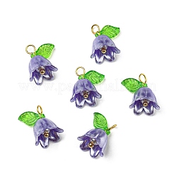 アクリルパーツ  金色の真鍮ループ付き  真珠とスズラン  暗い蘭  13~13.5x10~11.5mm  穴：2.5~3mm&nbsp;LS-OACR-D012-01B