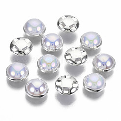 ABSプラスチックパール調縫い付け用ボタン  ABカラー  真鍮パーツ  ラベンダー  銀色のメッキ  10~10.5x6~6.5mm  穴：1mm&nbsp;BUTT-S005-10mm-01S