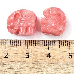 合成貝で染めた彫刻ビーズ  象  ライトコーラル  13x14.5x8mm  穴：1.6mm&nbsp;SHEL-H005-12