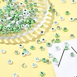 200PCSアクリルビーズ  混合図形  グリーン  7x3.5~4mm  穴：1.2~1.6mm&nbsp;MACR-FS0001-89