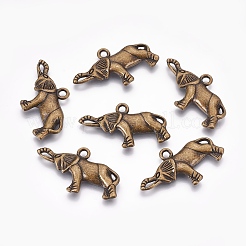 合金のチベット風チャーム  象  鉛フリー＆カドミウムフリー＆ニッケルフリー  アンティークブロンズ  18x30x3mm  穴：2mm  約530個/1000g&nbsp;TIBEP-T002-65AB-NR