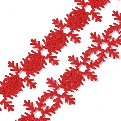 クリスマススノーフレークフェルトレーストリム  ポリエステル製スノーフレークトリム装飾  クリスマスパーティーの装飾用  レッド  1インチ（24mm）  約10.94ヤード（10m）/ロール&nbsp;OCOR-D013-03B