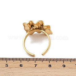女性用304ステンレススチールカフオープンリング  ゴールドカラー  21x20.5mm&nbsp;RJEW-H255-01G-07