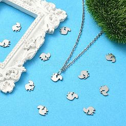 304ステンレススチールチャーム  ステンレス鋼色  リス模様  8x9x1mm  穴：1mm&nbsp;STAS-CJC0008-10P-01