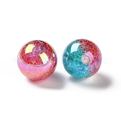 UVメッキ透明クラックルアクリルビーズ  ABカラー  ラウンド  ミックスカラー  16x15.5mm  穴：3mm&nbsp;MACR-D029-20