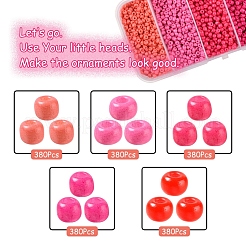 1900個5色ベーキングペイントガラスシードビーズ  8/0  ミックスカラー  3~3.5mm  穴：1~1.2mm  18グラム  約380PCS /カラー&nbsp;SEED-YW0001-76A