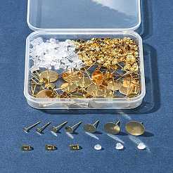 304ステンレススチールスタッドピアス金具  フラットラウンド  304ステンレススチール製フリクションナットとプラスチック製イヤーナット付き  24KGP本金メッキ  3~12x0.3mm  ピン：0.7~0.8mm&nbsp;STAS-FS0001-75