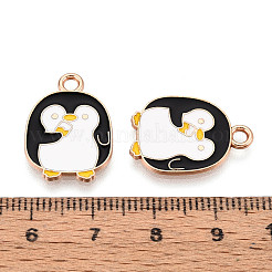 合金とエナメルのペンダント  ペンギン  カドミウムフリー＆鉛フリー  ゴールドカラー  ホワイト  20.5x15x1mm  穴：2mm&nbsp;ENAM-T021-43A-G
