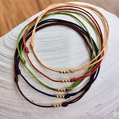5Pcs Brass Round Bead Braided Bracelets&nbsp;QM9209-6