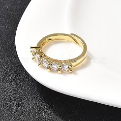 Brass Micro Pave Cubic Zirconia Finger Rings&nbsp;RJEW-P166-08A-G