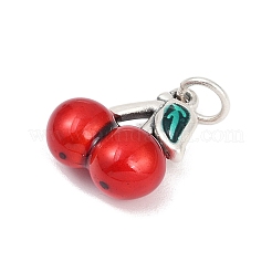 Fine Silver Red Enamel Fruit Pendants&nbsp;STER-F060-01AS-02