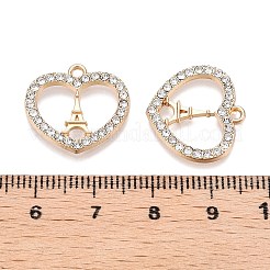 ラックメッキ合金ペンダント  ラインストーン付き  エッフェル塔とハート  クリスタル  17.5x18.5x1.5mm  穴：1.6mm&nbsp;FIND-N005-28G-A