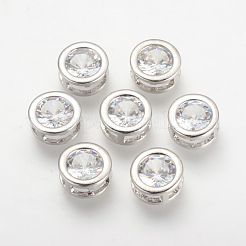 合金キュービックジルコニアチャーム  マルチ連リンク  フラットラウンド  プラチナ  10.5x5mm&nbsp;ZIRC-S056-29
