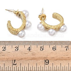304 Stainless Steel ABS Imitation Pearl C-Shaped Stud Earrings&nbsp;EJEW-K268-71G